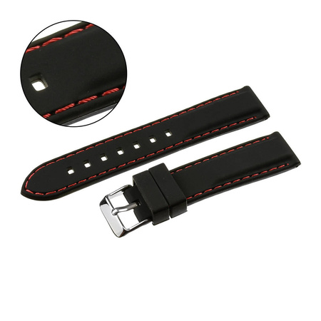 PASEK U20 - 1.6 - CZARNY / CZERWONA NIĆ - 22mm