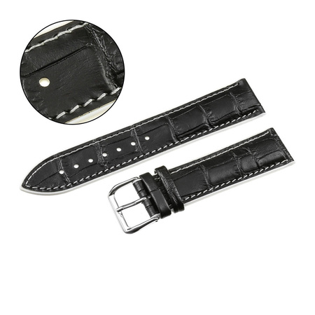 PASEK U18 - 1.22 - CZARNY / BIAŁA NIĆ - 22mm