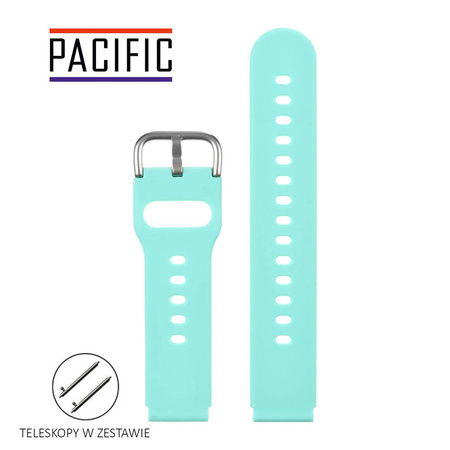 PASEK U01 - 20/S - MIĘTOWY / SREBRNY - 22MM