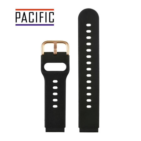 PASEK U01 - 1/RG - CZARNY / RÓŻOWY ZŁOTY - 22MM