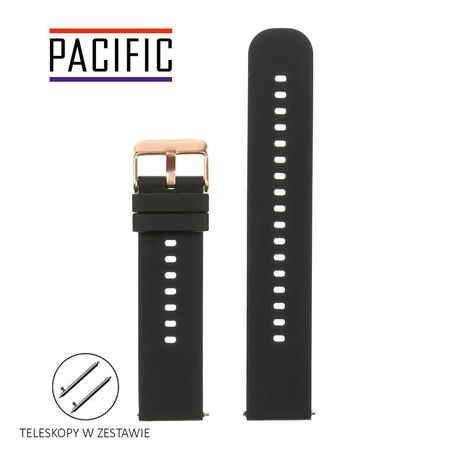 PASEK U27 - 1/RG - CZARNY / RÓŻOWE ZŁOTO - 20mm