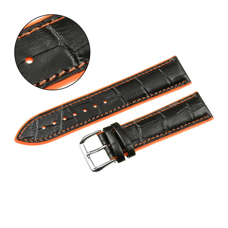 PASEK U18 - 1.12 - CZARNY / POMARAŃCZOWA NIĆ - 20mm