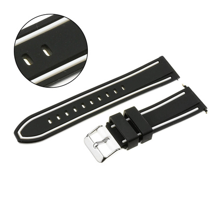 PASEK U14 - 1.22 - CZARNY / BIAŁY - 20MM