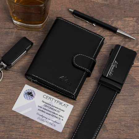 KOMPLET KRYNICKI - 111 BLACK / WHITE - PASEK 125 cm