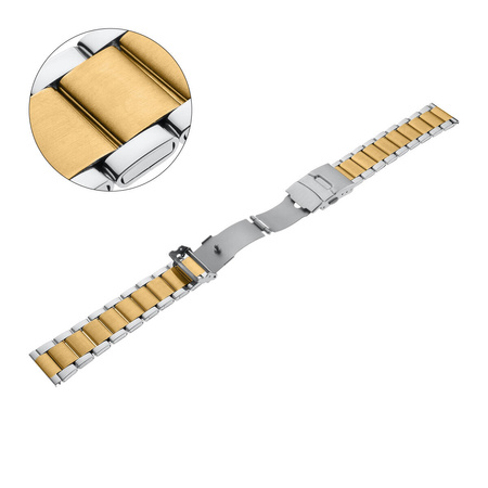 BRANSOLETA - STALOWA HQ - MB 101 - 31/30 - SREBRNY / ZŁOTY - 18mm