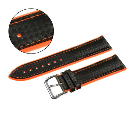 PASEK U19 - 1.12 - CZARNY / POMARAŃCZOWA NIĆ - 20mm