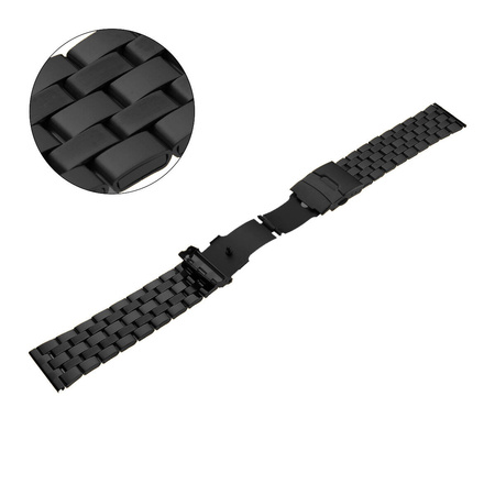 BRANSOLETA - STALOWA HQ - MB 102 - 1 - CZARNY - 22mm