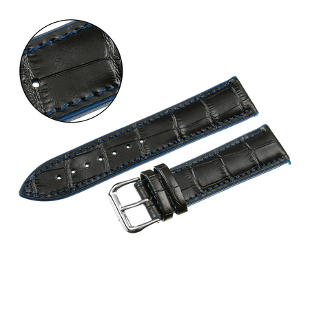 PASEK U18 - 1.5 - CZARNY / NIEBIESKA NIĆ - 20mm