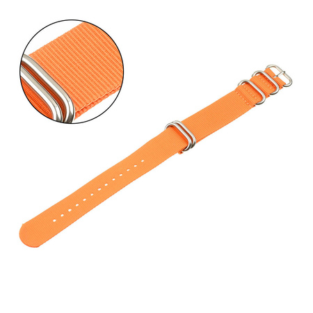 PASEK PARCIANY N01 - 12/S - POMARAŃCZOWY / SREBRNY - 22MM