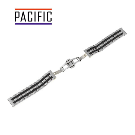 BRANSOLETA - SOLID ZAP. MOT. - MB 52 - 31/1 - SREBRNY / CZARNY - 24mm