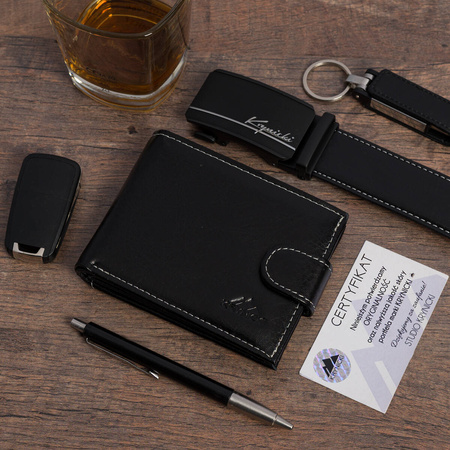 KOMPLET KRYNICKI - 113 BLACK / WHITE - PASEK 120 cm