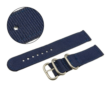 PASEK N02 - 5/SL - GRANATOWY / SREBRNY - 22MM