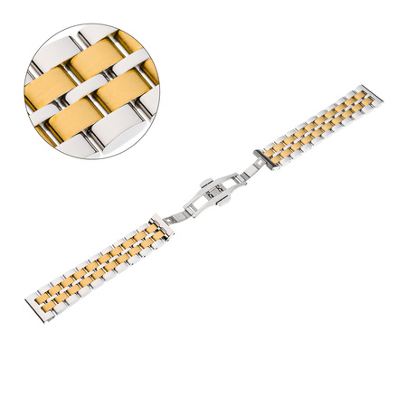 BRANSOLETA - SOLID ZAP. MOT. - MB 66 - 31/30 - SREBRNY / ZŁOTY - 22mm