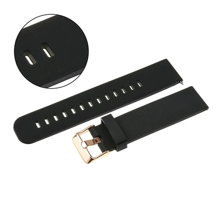 PASEK U15 - 1/RG - CZARNY / RÓŻOWY ZŁOTY - 22MM