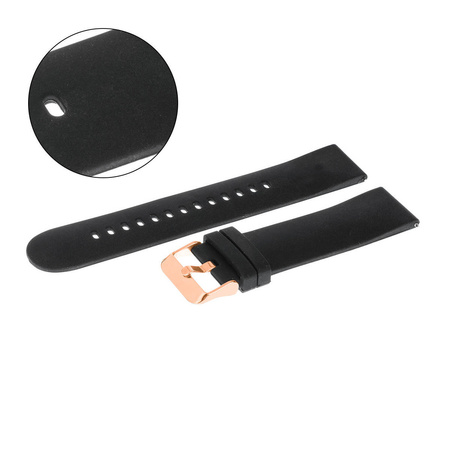 PASEK U03 - 1/RG - CZARNY / RÓŻOWE ZŁOTO - 16mm