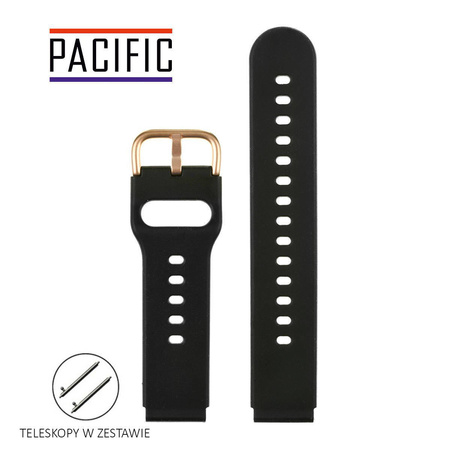 PASEK U01 - 1/RG - CZARNY / RÓŻOWY ZŁOTY - 22MM