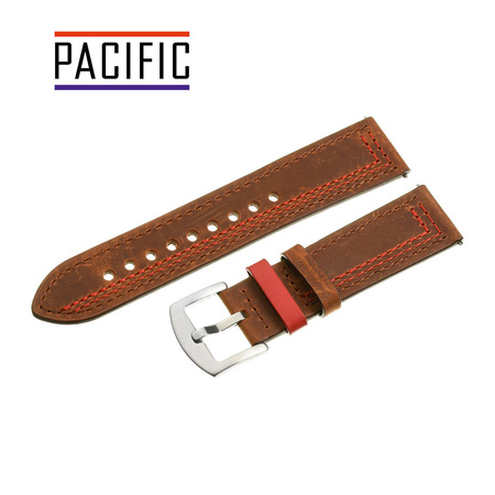 PACIFIC W73 - 2.6 - CIEMNY BRĄZ / CZERWONA NIĆ - 22MM