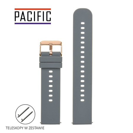 PASEK U27 - 7/RG - CIEMNY SZARY / RÓŻOWE ZŁOT - 22mm