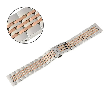 BRANSOLETA - SOLID ZAP. MOT. - MB 54 - 31/33 - SREBRNY / RÓŻOWY ZŁOTY - 16mm