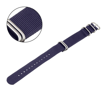 PASEK PARCIANY N01 - 5/S - GRANATOWY / SREBRNY - 22MM