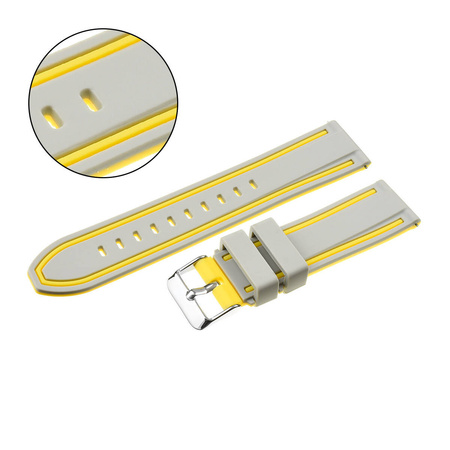 PASEK U14 - 32.10 - JASNY SZARY / ŻÓŁTY - 22MM