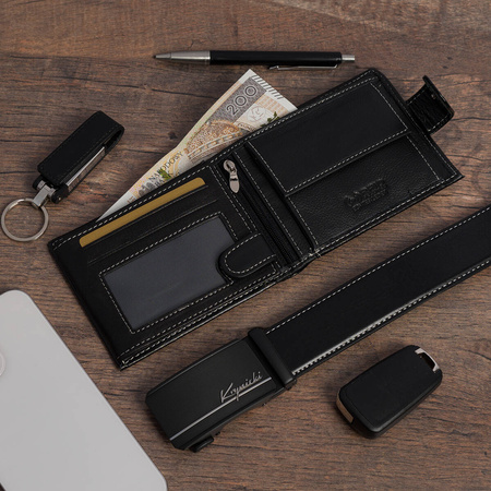 KOMPLET KRYNICKI - 113 BLACK / WHITE - PASEK 120 cm