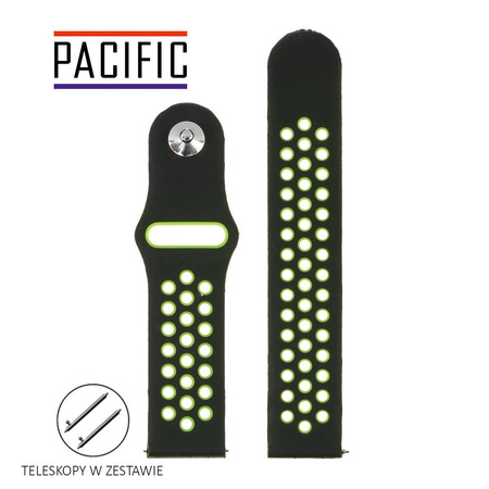 PASEK U11 - 1.11 - CZARNY / JASNY ZIELONY - 22MM