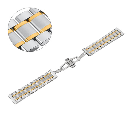 BRANSOLETA - SOLID ZAP. MOT. - MB 60 - 31 / 30 - SREBRNY / ZŁOTY - 20mm