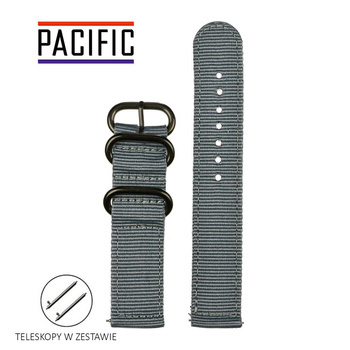 PASEK N02 - 7/B - SZARY / CZARNY - 22MM