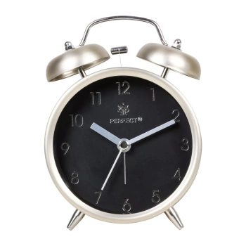 BUDZIK TB09805-02 SREBRNY / CZARNA TARCZA