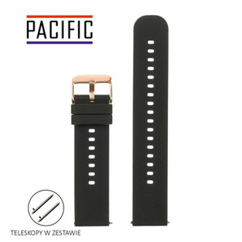 PASEK U27 - 1/RG - CZARNY / RÓŻOWE ZŁOTO - 22mm