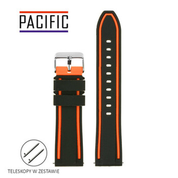 PASEK U14 - 1.12 - CZARNY / POMARAŃCZOWY - 22MM