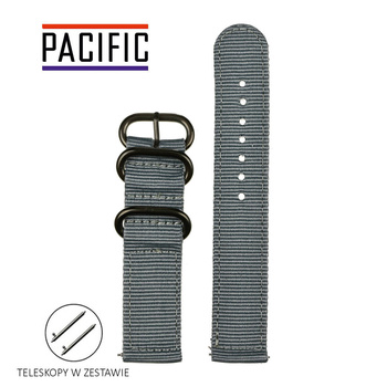 PASEK N02 - 7/B - SZARY / CZARNY - 24MM