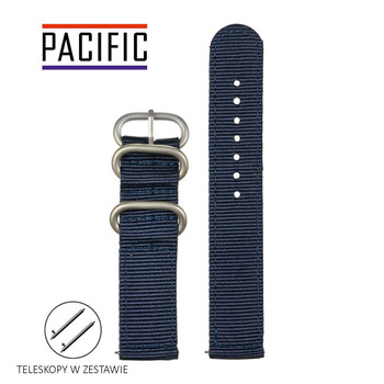 PASEK N02 - 5/SL - GRANATOWY / SREBRNY - 20MM