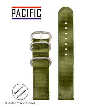 PASEK N02 - 27/SL - CIEMNY ZIELONY / SREBRNY - 24MM