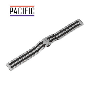 BRANSOLETA - SOLID ZAP. MOT. - MB 52 - 31/1 - SREBRNY / CZARNY - 22mm